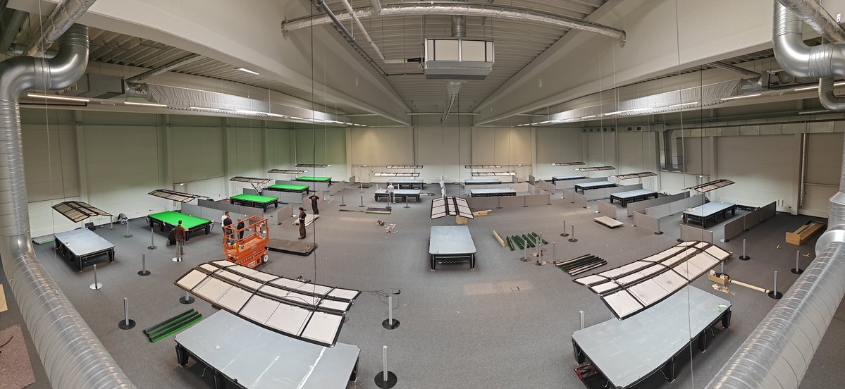 Snooker Arena Germany - Day 5 - Setup tables
"Thank you to all the wonderful people who made this possible.Just a few more days, and we’ll be launching a whole new dimension of snooker for everyone." 

Until then, enjoy the World Snooker Championship.

snookerarena.de