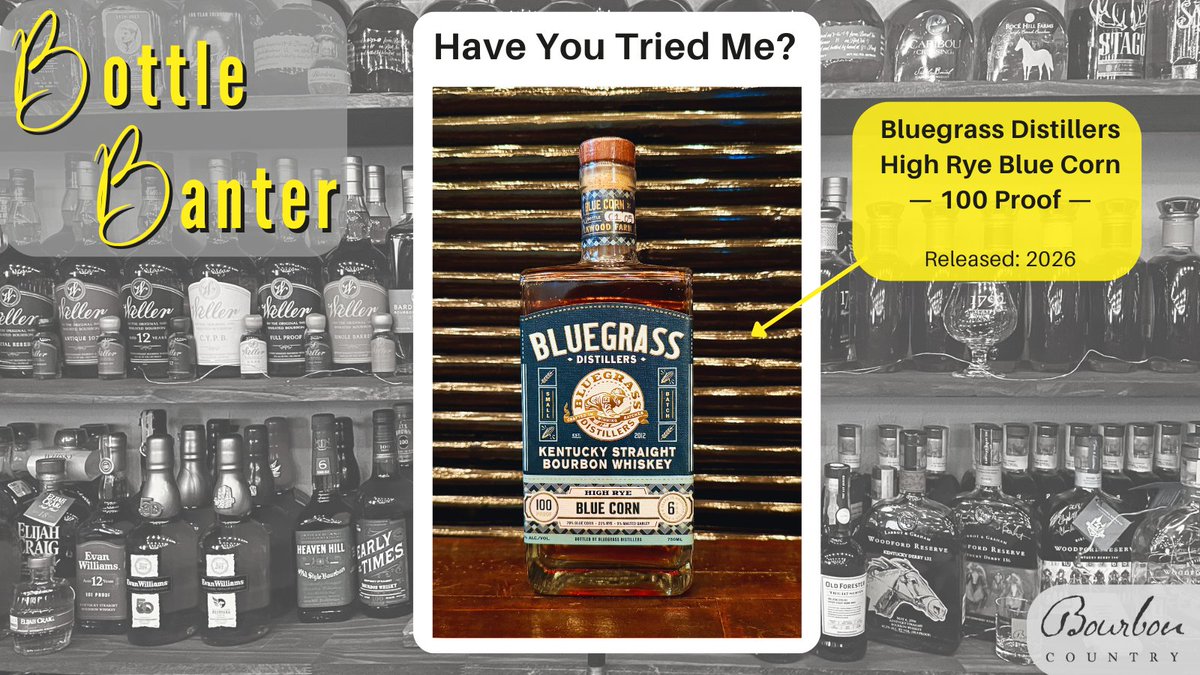 justaddbourbon's tweet photo. Have you tried the High Rye Blue Corn Bourbon release from @BGDistillers? The mash bill is 70% blue corn, 21% rye and 9% malted barley, and it's aged for 6 years. 🥃
.
.
#BottleBanter #HaveYouTriedThisBourbon #BluegrassDistillers #bluecorn #BourbonCountry #bourbon https://t.co/P25r5JxFWF