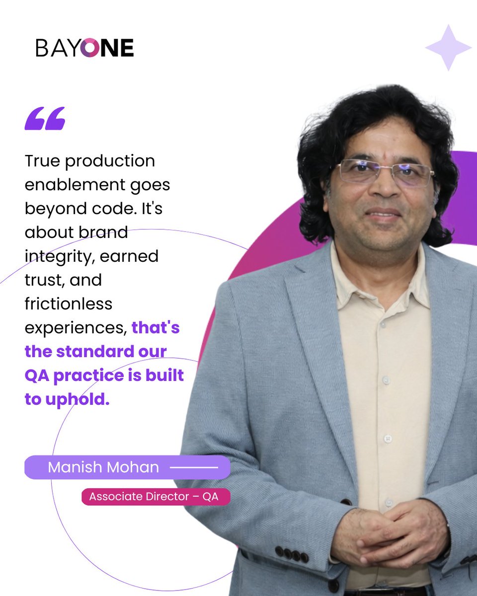 BayOneSolutions's tweet image. Great products aren't just built, they're protected and refined. Quality assurance is your organization's greatest ally, and at BayOne, we make it a fundamental part of delivering excellence.​

#CustomerExperience #QA #TechLeadership #ProductEngineering​ #QualityEngineering