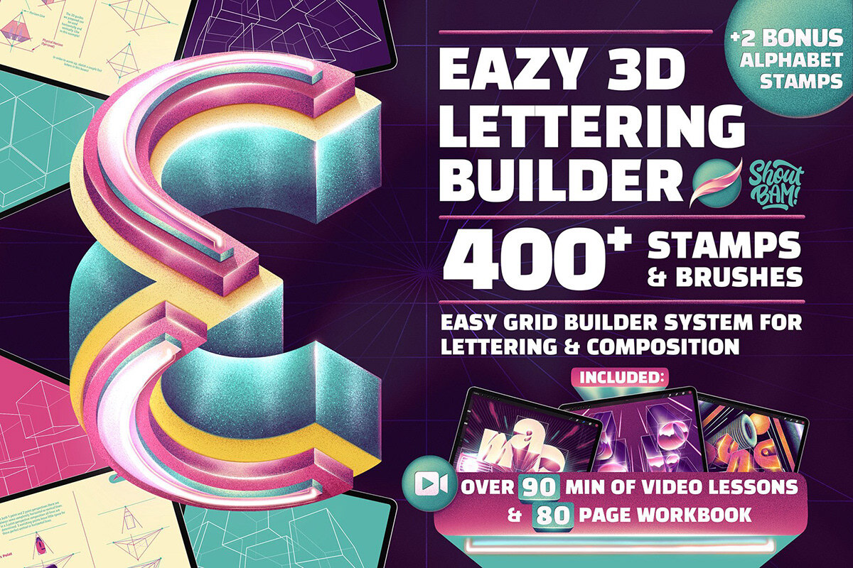 designeour's tweet image. Eazy #3D #Lettering Builder – #Brushes &amp;amp; Stamps Toolbox For #Procreate
By: Design Cuts, shoutbam designeour.com/eazy-3d-letter…