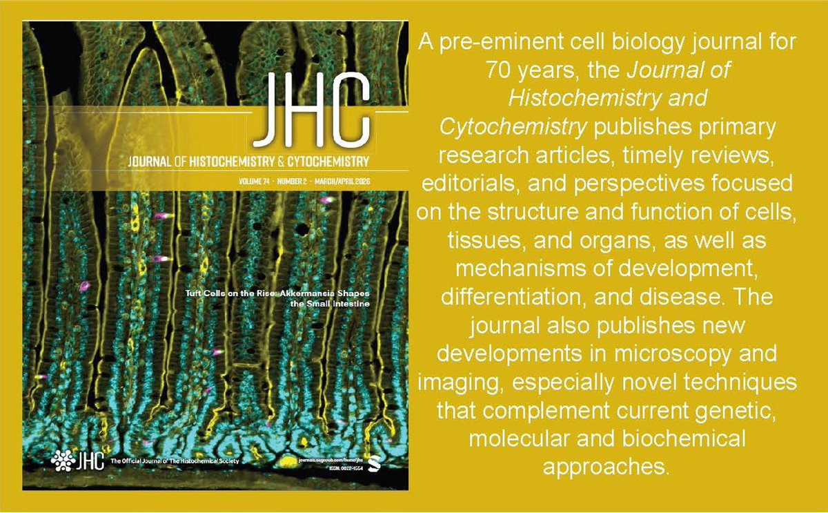 JHCnews's tweet image. The Journal of Histochemistry and Cytochemistry, the Histochemical Society’s flagship journal for 70 years, is seeking manuscript submissions!

To learn more &amp;amp; submit: journals.sagepub.com/author-instruc…

#callforpapers #histochemistry #immunohistochemistry #microscopy