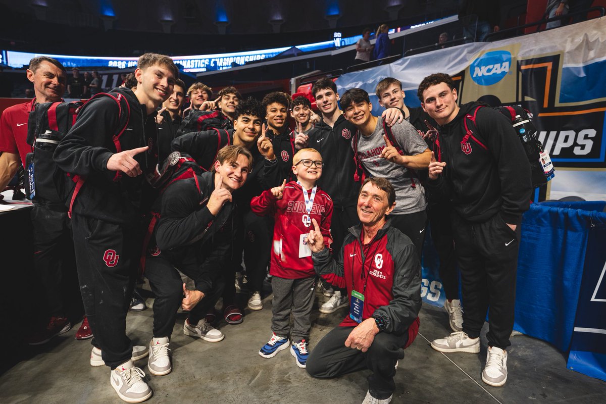 OU_MGymnastics's tweet photo. Making an impact 🫶

A big thank you to @goteamimpact for helping us get our biggest fan, Logan, and his mom to NCAAs to root us on!

#BoomerSooner | #GymU https://t.co/iD31IyEw55