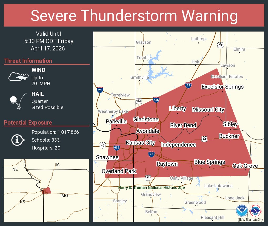 Severe Thunderstorm Warning continues for Kansas City MO, Overland Park ...