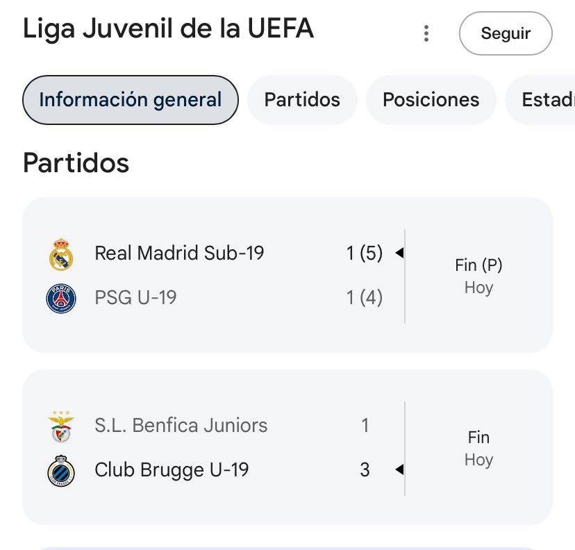 El rival de <a href="/swanderers/">Santiago Wanderers</a> en la Copa Intercontinental sub 20, saldrá entre Real Madrid y Club Brujas de Bélgica.

Esta tarde se jugaron las semifinales, donde destaca el triunfo de los merengues, por penales, sobre el PSG.