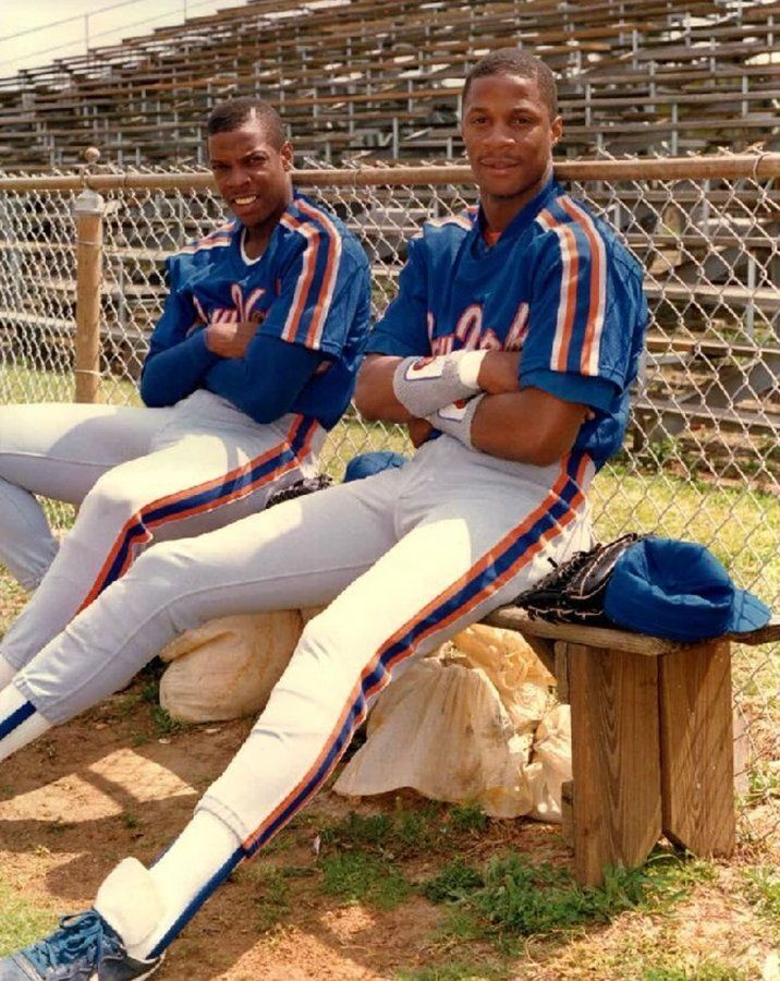 Dwight Gooden and Darryl Strawberry at Spring Training, 1987. Coming off a World Series title for the Mets.