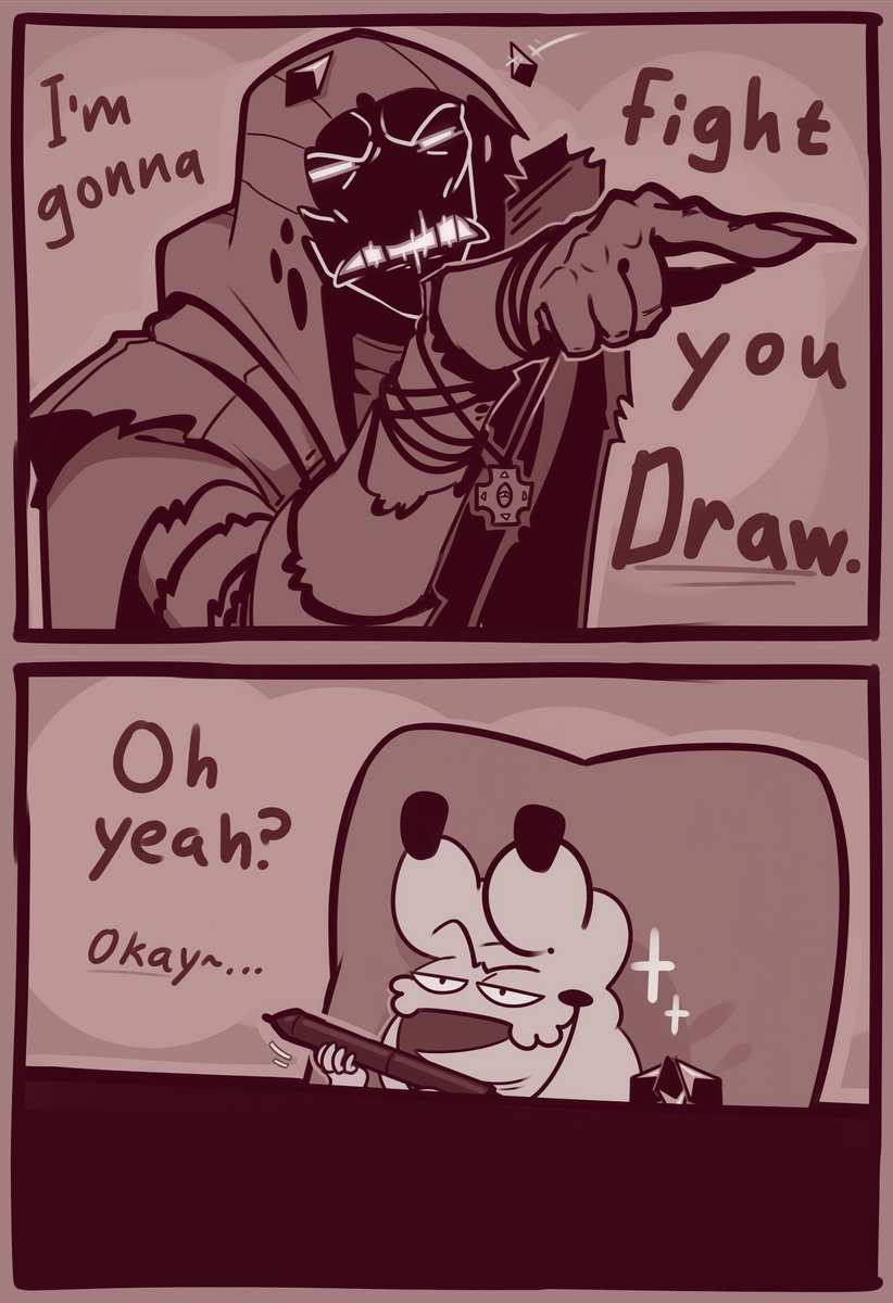 [cocks pen, loads bits]
A fight you say, sir~? ✨

#ArtGhoullery