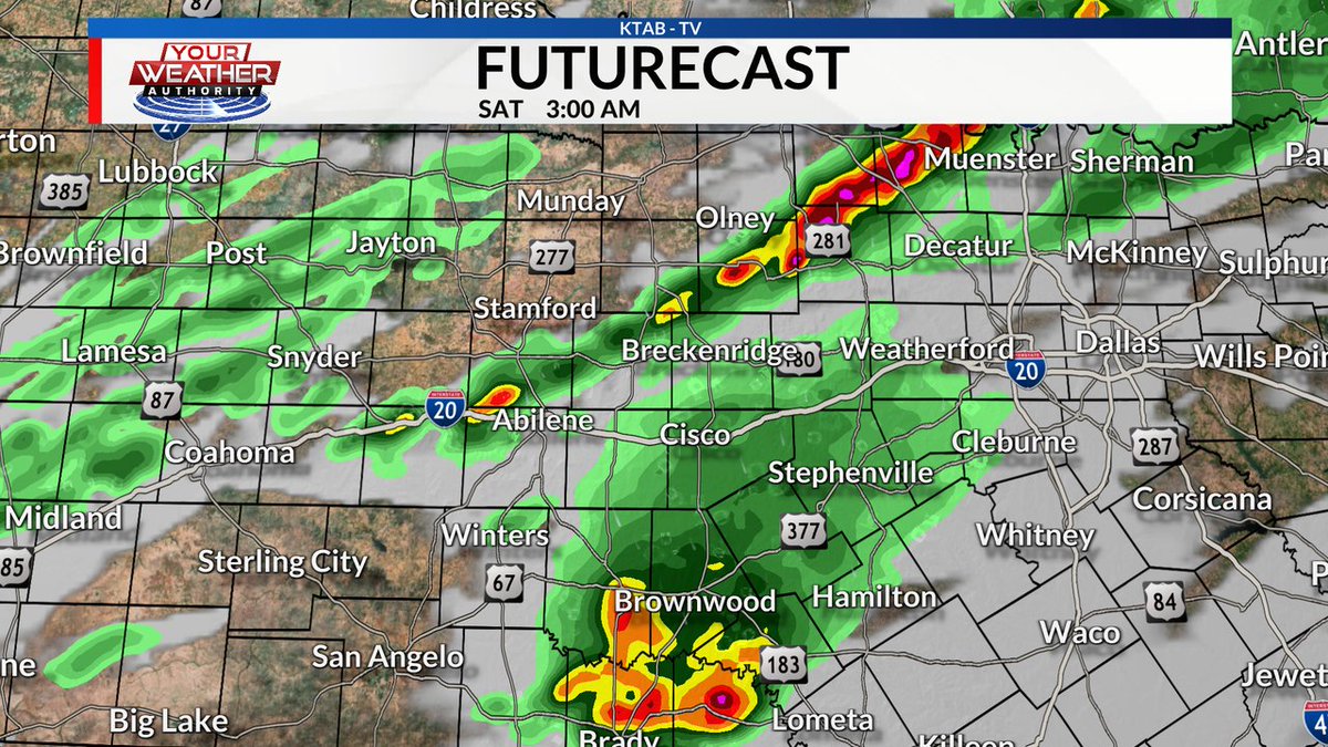 samweather's tweet photo. From @Sam Nichols: This is it - my last night as Chief Meteorologist as I sprint into retirement! An early Saturday morning cold front will bring rain and thunderstorm chances to the area. Join me on KTAB News at 4, 5, 6, &amp;, 10pm - For the last time! https://t.co/HieaIJbATP
