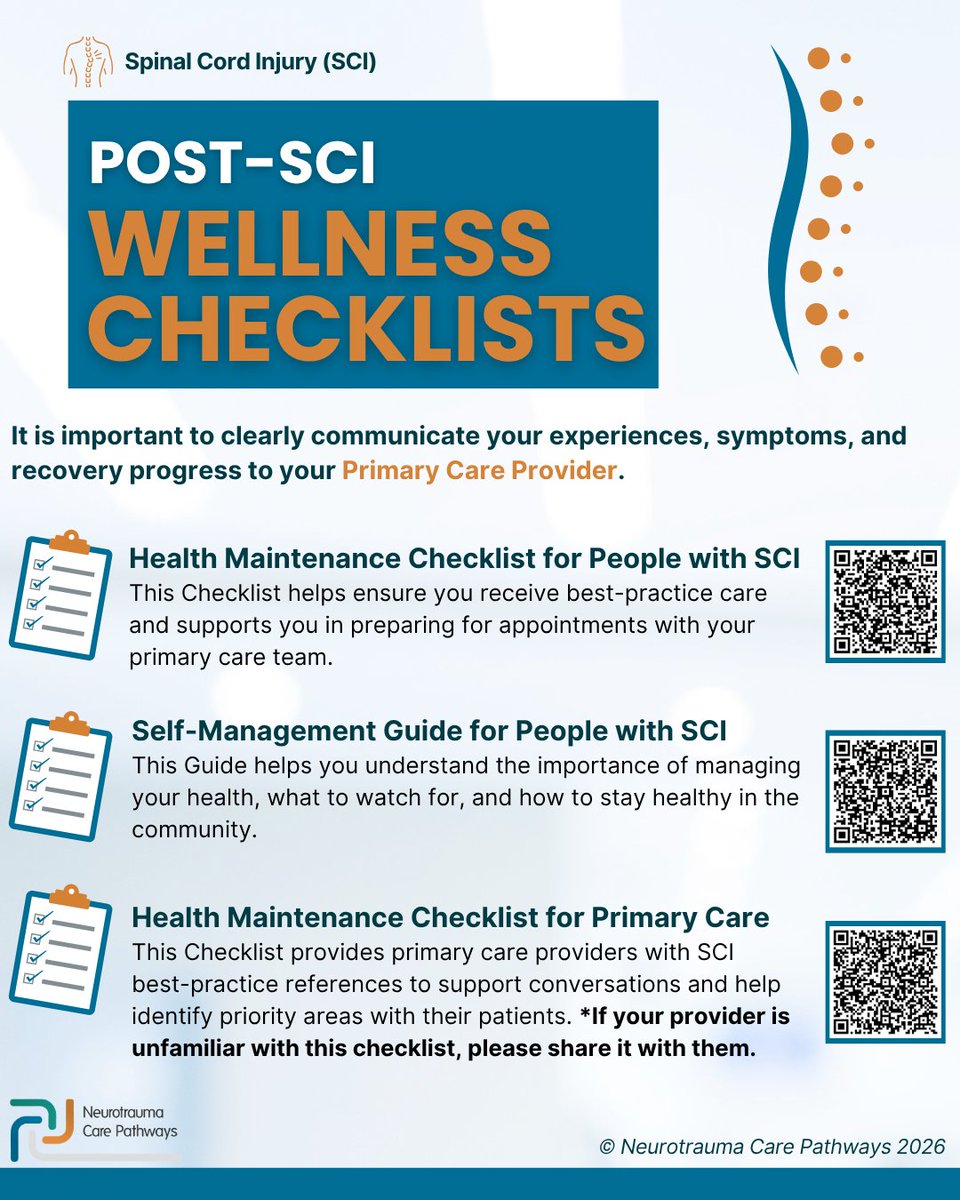 NeurotraumaPath's tweet photo. Primary care plays an essential role in helping individuals stay healthy &amp; prevent avoidable complications after an #SCI. Yet, people with SCI often face barriers receiving primary health care due to physical &amp; systemic barriers and SCI knowledge gaps among primary care providers https://t.co/5cXNagHpZK