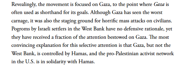 History__Speaks's tweet photo. Jonathan Chait (@jonathanchait):

"Pogroms by Israeli settlers in the West Bank have no defensive rationale, yet they have received a fraction of the attention bestowed on Gaza. The most convincing explanation for this selective attention is that Gaza . . . is controlled by Hamas, and the pro-Palestinian activist network in the U.S. is in solidarity with Hamas."

This is mental illness, Jonathan.