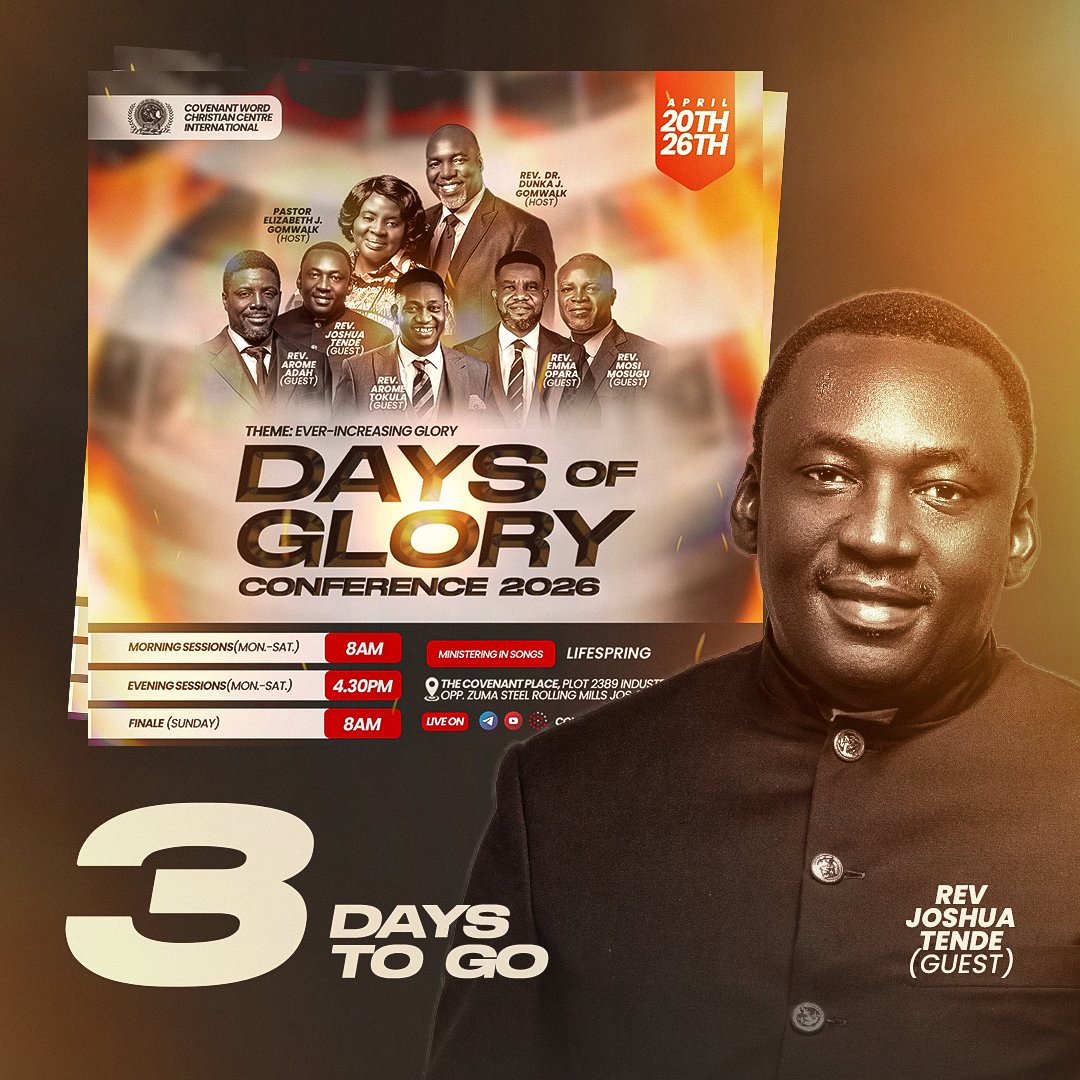 Covenant_Place's tweet image. 3 days down, 3 more to go! 💪 
The pressure? Mounting. The momentum? Building. DOGC'26, loading!!! 💃💃💃
Get ready for an encounter with God's glory! 🙇‍♂️

#DaysOfGlory #dogc26 #DaysOfGloryConference #EverIncreasingGlory #April #leapsandbounds

#CovenantWord #covenantwordunlimited