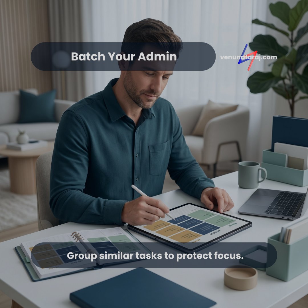 venunataraj's tweet photo. Switching tasks all day destroys focus 🧠.
Try batching instead: emails in one block, reviews in one block, admin in one block ⏱️.
One change that gives back hours every week 🎯.
#Productivity #TimeBlocking #ConstructionCareers #WorkSmart #ProjectManagement https://t.co/iakc9H57O0