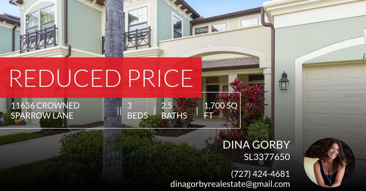 mamadee37's tweet photo. 📍 Reduced Price 📍 This recently reduced home at 11636 Crowned Sparrow Lane in Tampa won't last long, so, don't wait to set up a showing! Reach out here or at (727) 424-4681 for more information!

DINA GORBY
Licensed Real Estate A... https://t.co/ZNHKah0Dwe https://t.co/y1QA3BLIKv