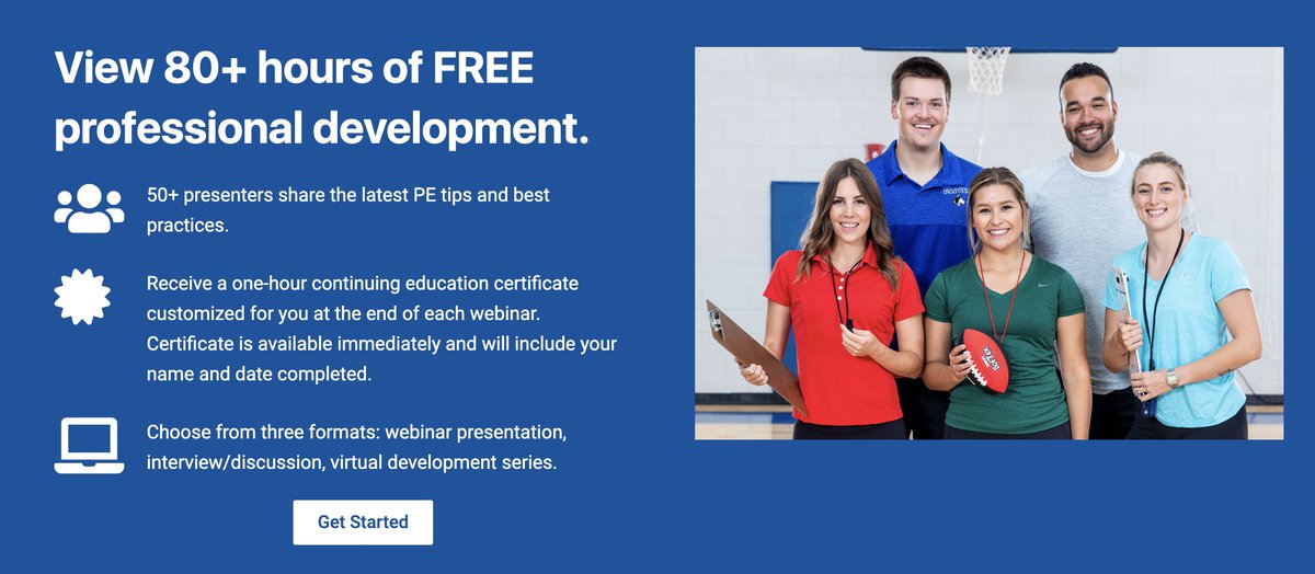 GopherSport's tweet image. Attention #PhysEd teachers! Looking for professional development? We've got you covered with over 100 hours of free PD!

View latest episodes of the PE Huddle: bit.ly/2UBxQBf