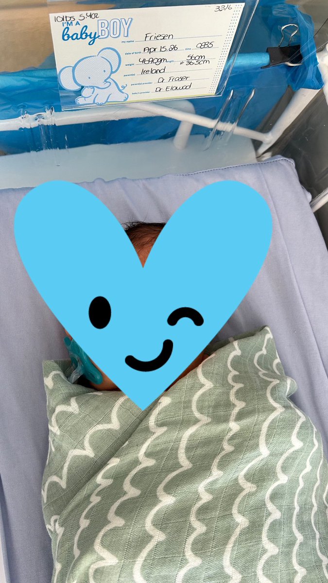 MenopauseNic's tweet photo. Ireland, Iris, Peter, and I are so excited to announce the arrival of this little man to complete our now not so little family!

Leao Justin Perry 
Born April 15th, 2026 at 8:35am 
10lbs 5oz 
22 inches long! https://t.co/Wmj5kIOEdt