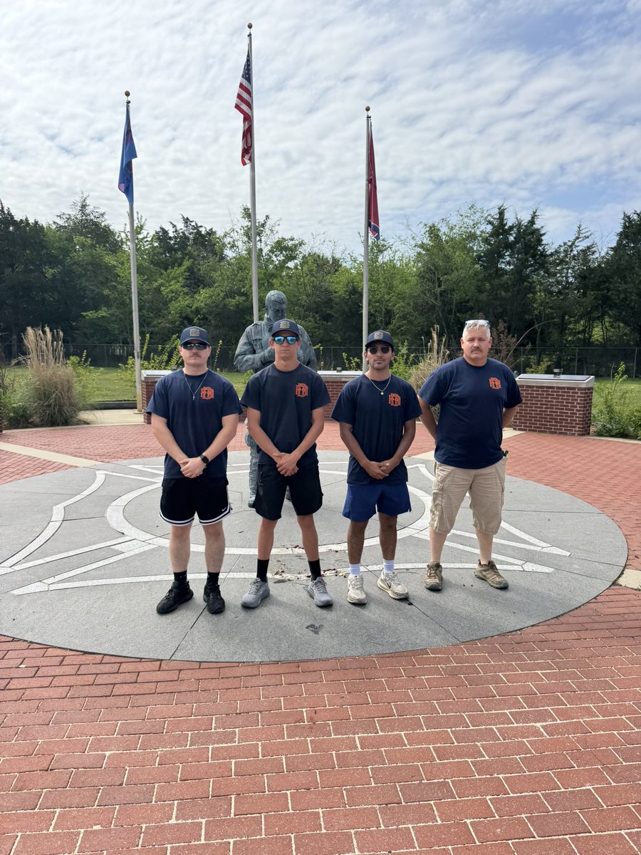 Tennfirechiefs's tweet photo. THANK YOU to Bradley County Fire-Rescue for the clean-up efforts at the TN Fallen Firefighter Memorial today. 

Bradley County Fire-Rescue, Chief Jeff Stewart, Deputy Chief Corey Davis, and Mutual Aid Chief Dewey Woody along with four new firefighter recruits. https://t.co/u3xb1RHUkV