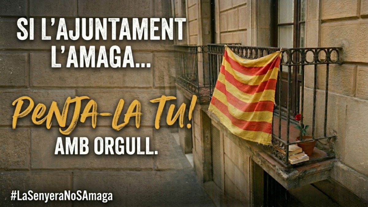 🚨 EMERGÈNCIA CULTURAL URGENT A BCN! 🚨
Estan intentant amagar la Senyera de les nostres festes populars.

No ho permetrem!