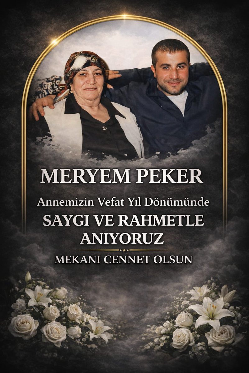 Sayın REİS SEDAT PEKER’in  kıymetli annesi merhume MERYEM PEKER’i, vefat yıl dönümünde saygı, rahmet ve dualarla anacağız.

Tarih:18/04/2026 
Saat:14.00 
YER: EMİRDAĞ MEZARLIĞI PEKER AİLE KABRİSTANLIĞI 
ADAPAZARI/ SAKARYA
<a href="/sedat_peker/">Sedat Peker</a>