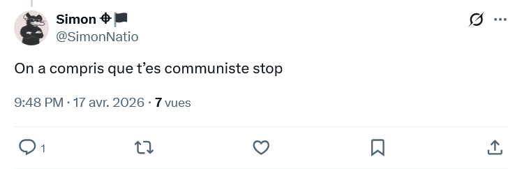 Je suis ce que l'on peut trouver de plus éloigné du communisme.
Contrairement aux nazis comme vous qui ont eux, beaucoup de points communs avec le communisme...