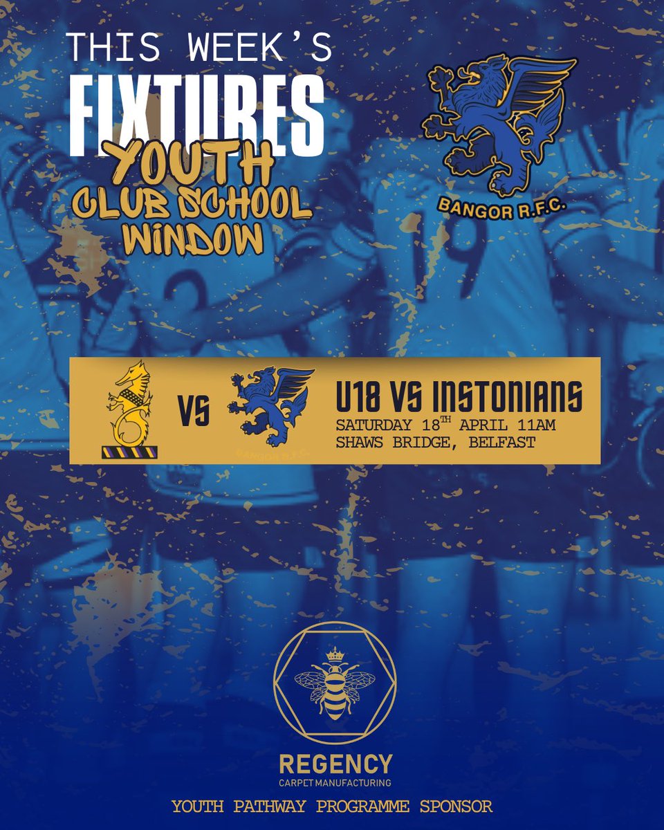 BangorRFC's tweet photo. 💪TOMORROW💪

With our 25/26 senior season now complete, our youth and club school window take centre stage! 🥳

Tomorrow the 18’s travel to Instonians at 11am! We would love to see you there to support and show our players all the Bangor spirit we have! #BGUTHB https://t.co/9lNsomVkym