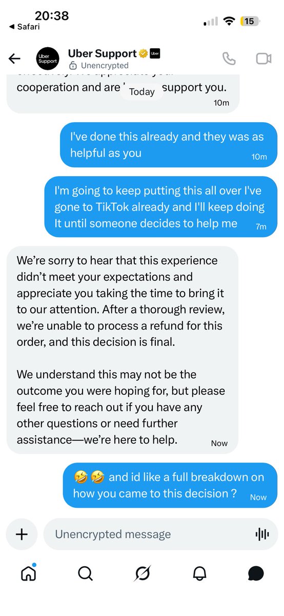 AmyWardman22792's tweet photo. @Uber @Uber_Support @UberEats  money grabbers it's not even about the money anymore it's your customer service and your blatant lying to your valued customers https://t.co/haLFbMJG60