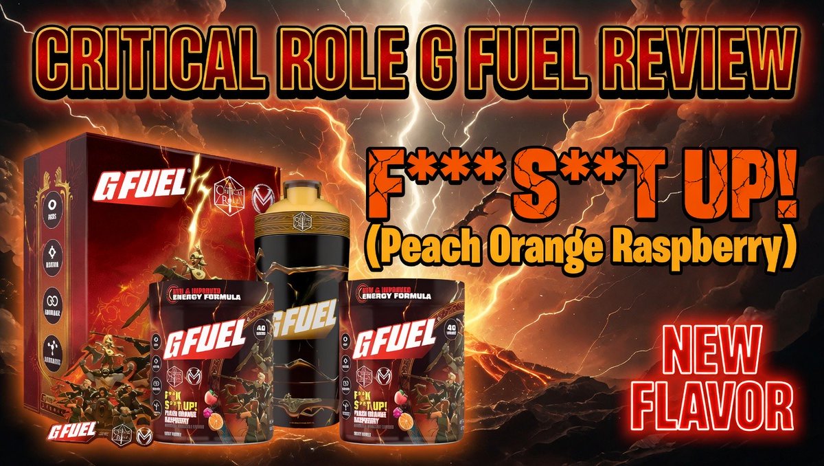 CityGamer_'s tweet image. This @GFuelEnergy  flavor is actually CRAZY 😳🔥
“F*** S*** Up” (Critical Role) might be one of the wildest mixes yet…

youtu.be/nbO6a6Fk81I

Use code CITY for 30% OFF 💥
gfuel.com/city

#GFuel #CriticalRole #EnergyDrink