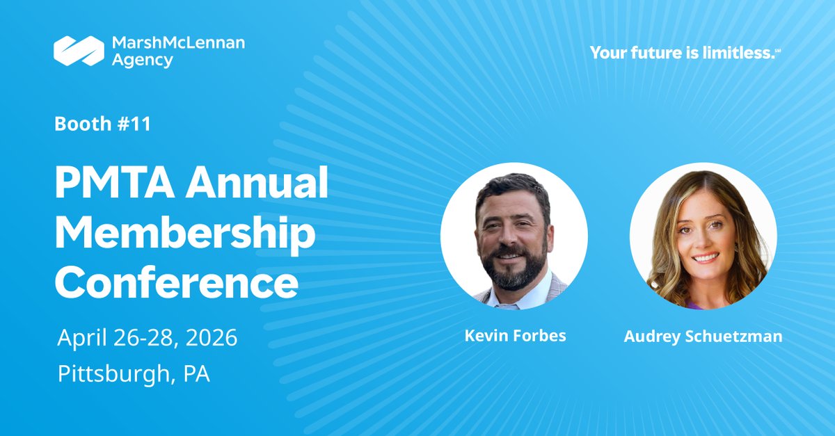 MarshMMAMidwest's tweet image. Connect with Kevin Forbes and Audrey Schuetzman at PMTA Annual Membership Conference. Stop by booth #11 to discuss transportation trends and how to stay ahead in this competitive market. 

#Transportation #PMTA