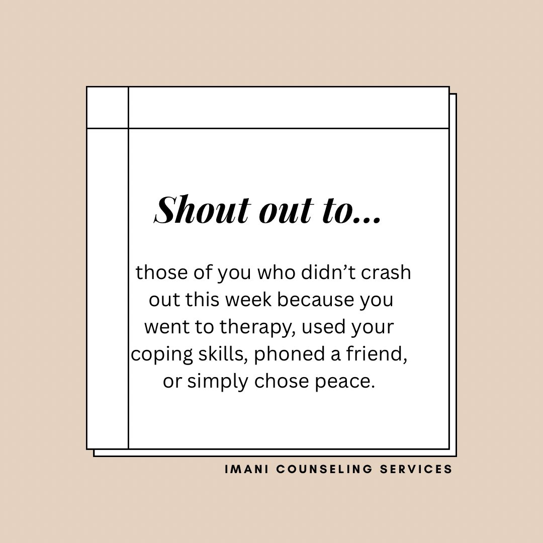 ImaniCounselLLC's tweet image. Life is doing its big one right now and many people are fighting for their lives to stay afloat. Shout out to everyone who is holding it together by any means necessary. I see you and I’m proud of you 🫶🏾
#therapynuggets #mentalhealth #copingskills #mentalhealthawareness #therapy