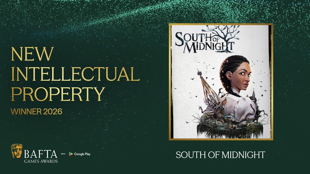 BAFTAGames's tweet photo. South Of Midnight wins the award for New Intellectual Property 💡

#BAFTAGamesAwards with @googleplay https://t.co/QkUhdJGhFl