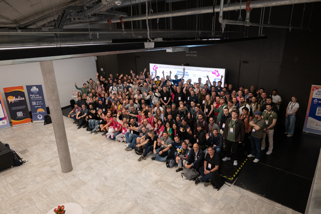DjangoConEurope's tweet photo. 📸🫶Aaaand here are the group photos!

Thank you to each and every one of you for being part of DjangoCon Europe 2026. None of this would have been possible without you. 🇬🇷🌺

P.S. We've got the sprints this weekend. So if you're attending, see you tomorrow!

#djangoconeu2026 https://t.co/1v2XAqi4ke
