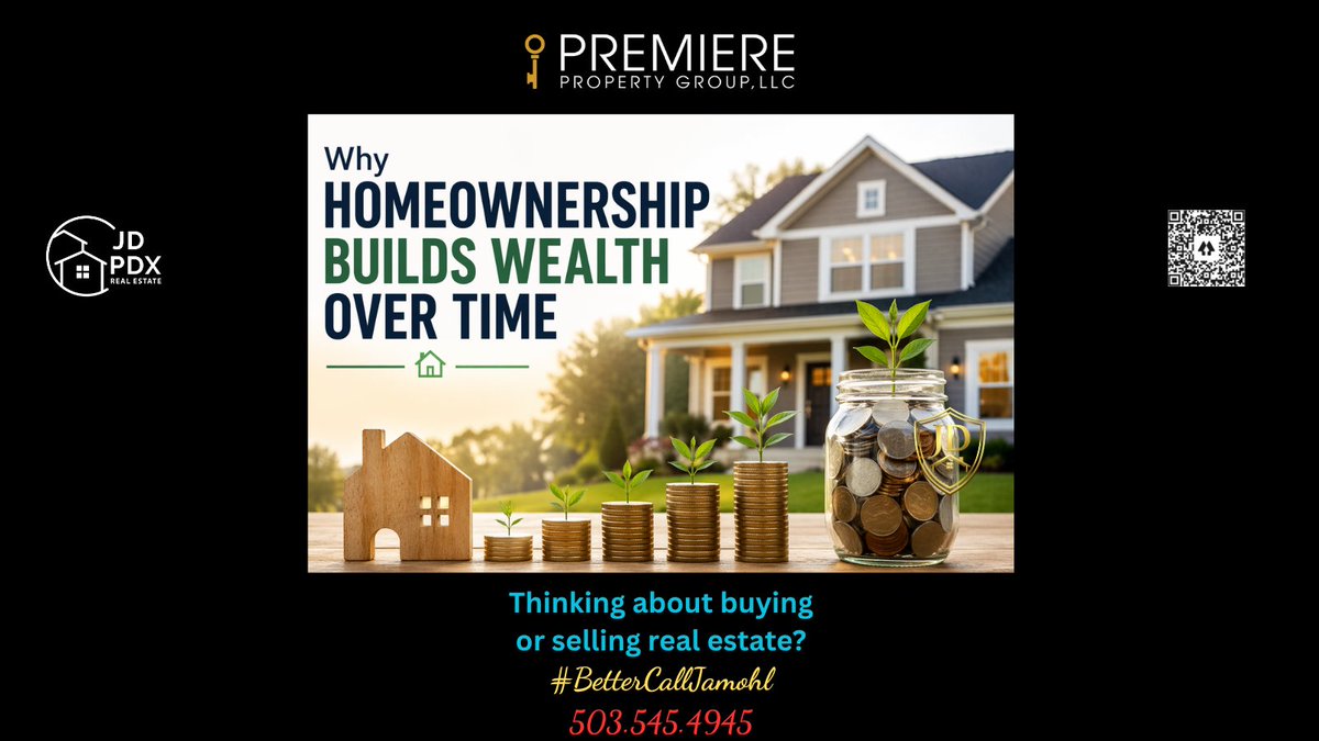 JDPDXRealEstate's tweet photo. Why homeownership builds wealth over time: equity, appreciation, stable payments, and long-term opportunity. #BetterCallJamohl 503.545.4945
#RealEstate #PortlandOR #HomeBuying https://t.co/1GestGElVA