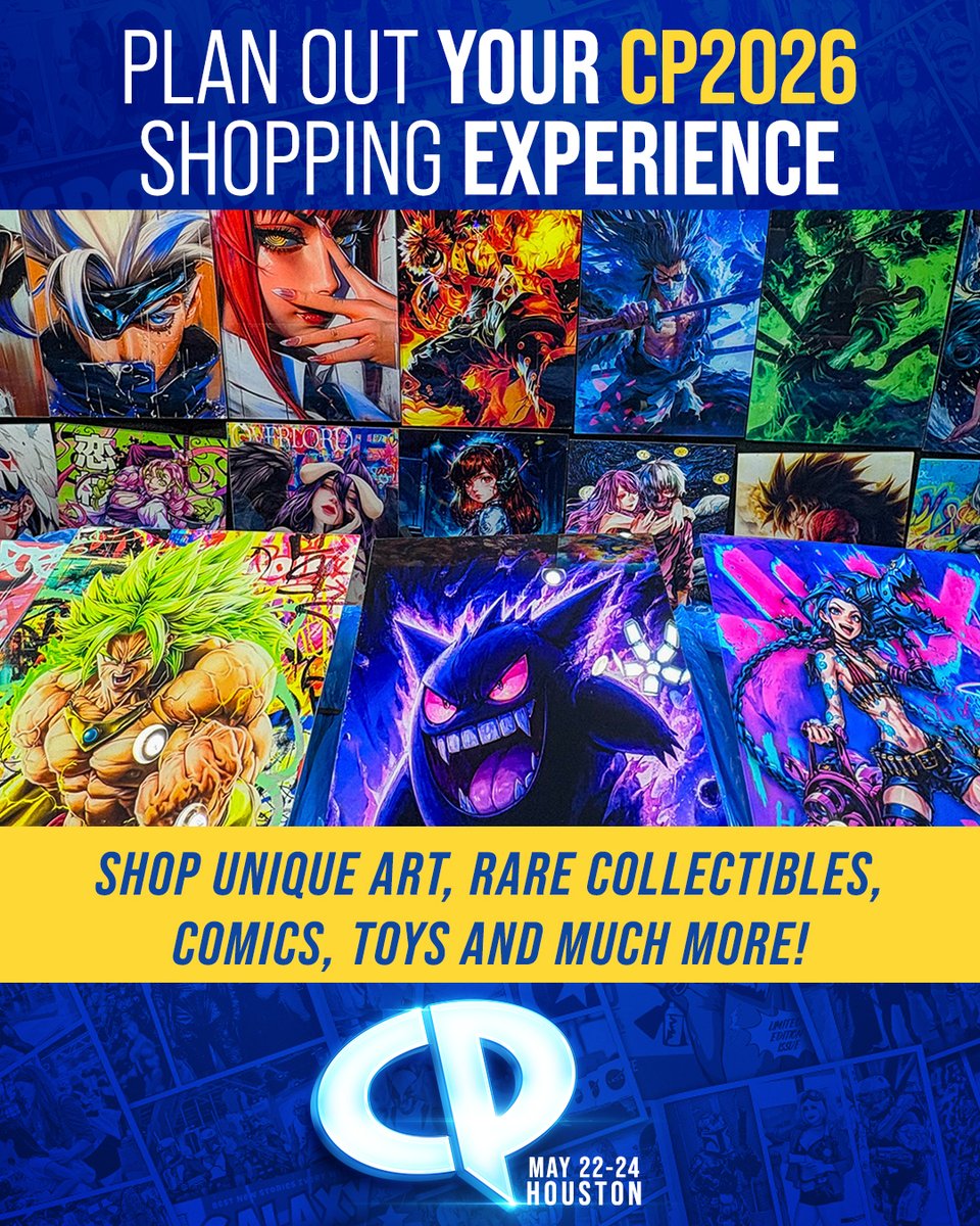Comicpalooza's tweet image. 💼 Get ready for an epic shopping spree at #CP2026! 🎉 Use our interactive guide to discover must-have collectibles, plan your route, and uncover every gem before you hit the show floor. Start planning: bit.ly/3KI6MdY #Comicpalooza #Shopping 📷: Crissy Ball