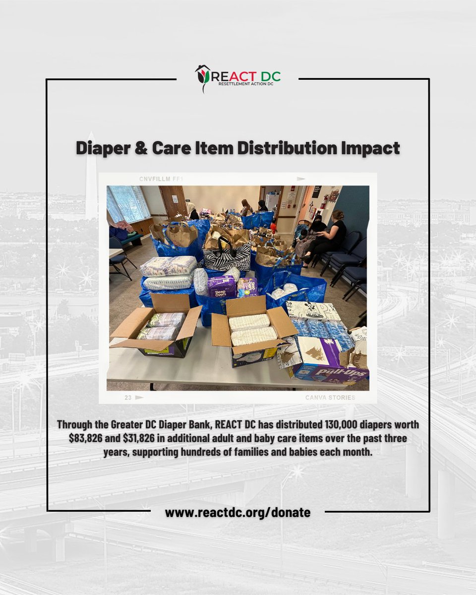 reactdcorg's tweet image. 💛 Through the Greater @DCDiaperBank, REACT DC has distributed 130K diapers ($83,826) + $31,826 in baby &amp;amp; adult care items over 3 years, helping hundreds of families &amp;amp; babies stay cared for each month! 🙌 #DiaperDrive #FamilySupport #REACTDC #CommunityCare #GivingBack