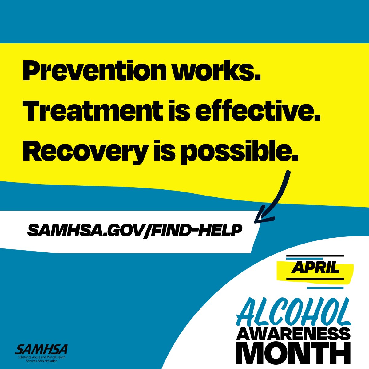 pinalhealth's tweet image. Spread the word this #AlcoholAwarenessMonth 📢 Prevention works. Treatment is effective. #RecoveryIsPossible for everyone. If you or someone you know needs support for alcohol misuse, help is available at samhsa.gov/find-help