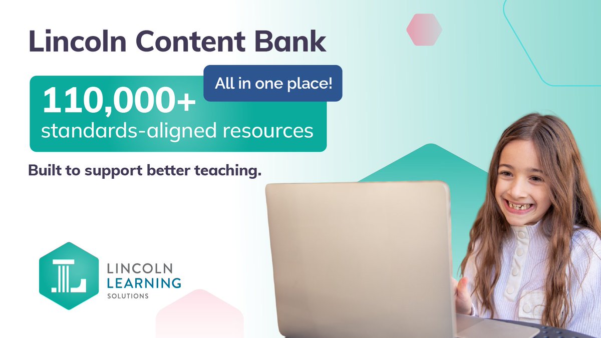 LincolnLearning's tweet image. Simplify how educators find and use instructional resources.

The Lincoln Content Bank offers 110,000+ standards-aligned materials. Searchable, organized, and LMS-ready.

Learn more: hubs.la/Q04cB2_N0

#LincolnLearning #EdTech #K12