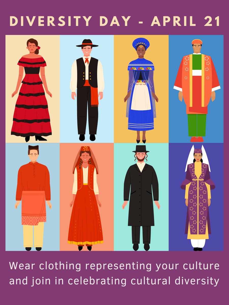 AbjJordan's tweet photo. ✨ Rock Your Roots! ✨
Celebrate Diversity Days and show pride in where your family comes from by wearing traditional clothing on Tuesday, April 21 (All Day).

Let’s make this the most colorful day of the year. https://t.co/eNdOyvszeL
