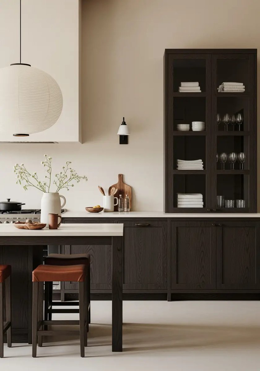 JHicks_HomePro's tweet image. How about this dark wood shaker cabinets with paper lantern kitchen design - love it or leave it? Best Kitchen &amp;amp; Bath Remodeler#dogoodwork #kitchendesign #hgtv #kitchen #bathroom #homeimprovement #home #remodeling #remodel
