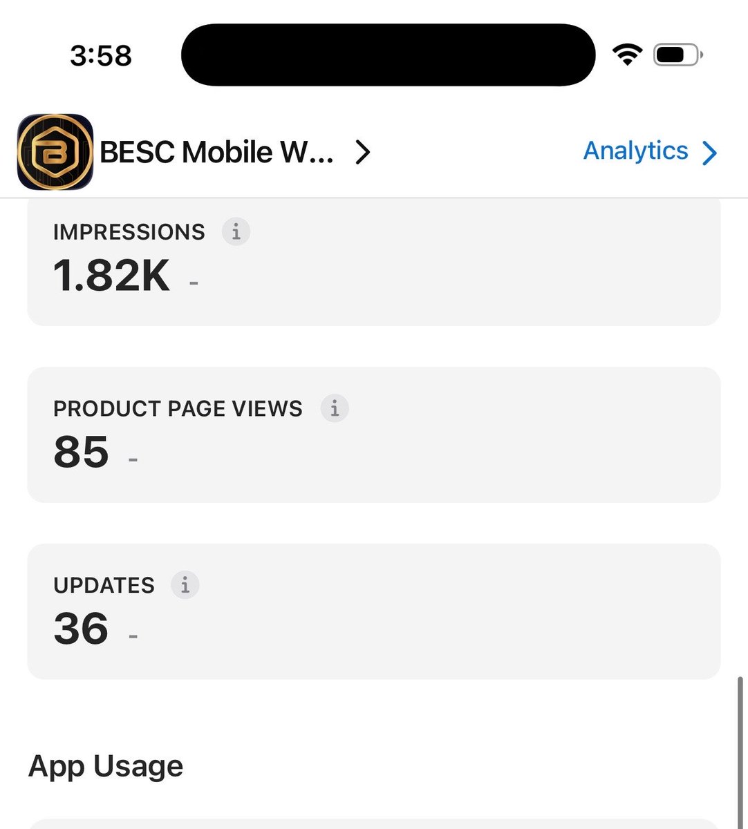 SAFUDEV0702's tweet image. Downloads and interactions starting to take off. Seems small but that’s how it all starts….  #BESC #WALLET @BESCLLC