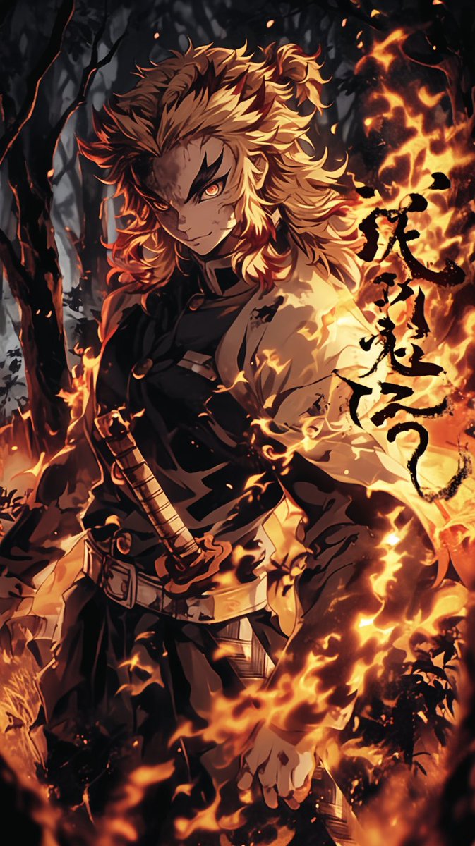 TokenBlack31's tweet image. #anime #wallpaper #demonslayer #rengokukyojuro #midjourney Set Your Heart Ablaze