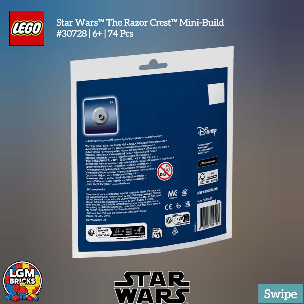 lgmbricks's tweet image. Lego New Polybag - #Star #Wars™ The #Razor #Crest™ Mini-Build
#30728 | 6+ | 74 Pcs
.
.
Please follow for new sets and news.
👉 instagram.com/lgm.bricks