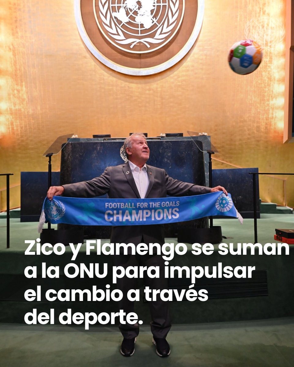 ONU_es's tweet photo. Estamos entusiasmados de dar la bienvenida a la leyenda del fútbol brasileño Zico y a su club @flamengooficial a la familia de la ONU.

Se han unido a nuestra iniciativa ‘Fútbol por los Objetivos’ para utilizar el poder del deporte para inspirar e impulsar cambios hacia un futuro mejor para todos.