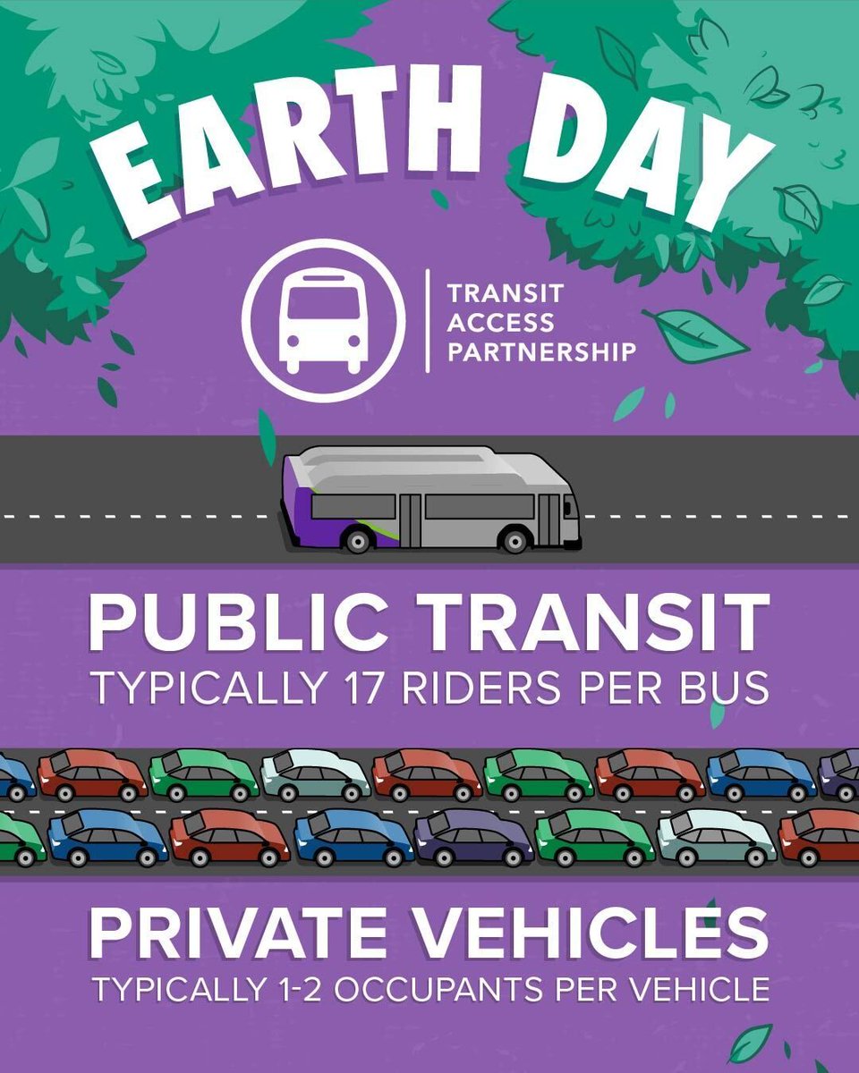 Next week, we'll celebrate Earth Day - and  you can take it a step further.
Through the Transit Access Partnership, your support helps keep transit accessible which keeps that impact rolling.
buff.ly/FLF5pD5