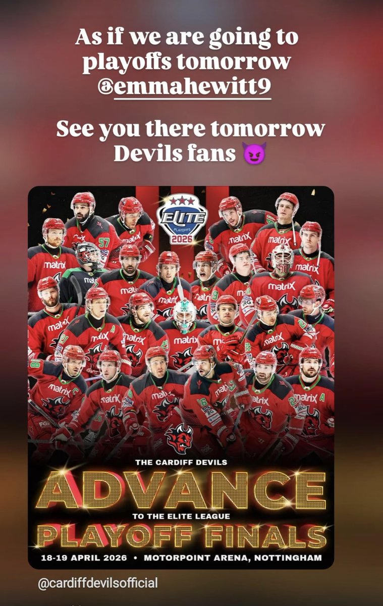 Daimac272's tweet photo. Nothing like a last minute surprise 😁 See you tomorrow @cardiffdevils fans  #LetsGoDevils😈 https://t.co/YE3LQphZhB