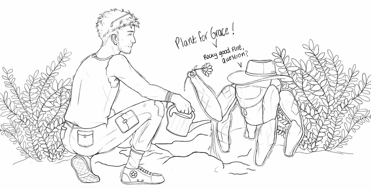 A request from my boyfriend of Grace and Rocky gardening!!!

Perhaps one day I will colour it! 

#projecthailmary