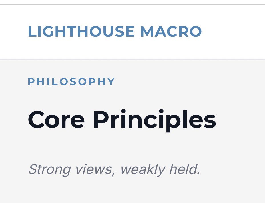 LHMacro's tweet photo. There’s a reason I end every piece with 6 to 12 explicit ways I could be dead wrong. Also why this is the very first line in our core principles. I don’t know shit about shit. Neither do you. Only Siths and Permas deal in absolutes. https://t.co/QSOEID0N8s