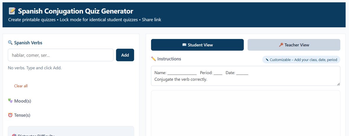 spanishgram1's tweet image. Spanish Verb Quiz Generator: Create Custom Conjugation Tests spanishgrammar.net/spanish-verb-q… #spanishresources #spanishteachers #spanishquiz #verbconjugation #spanishverbs #grammarpoints #profesele