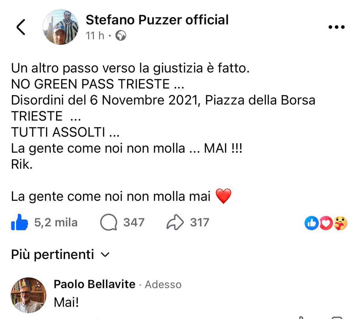 RRomani1973's tweet photo. La giustizia arriva zoppa, ma arriva. E quando arriva, restituisce dignità a chi non l’ha mai persa.
Onore a #Puzzer.
Onore a Trieste. https://t.co/2a2pQIJCUo