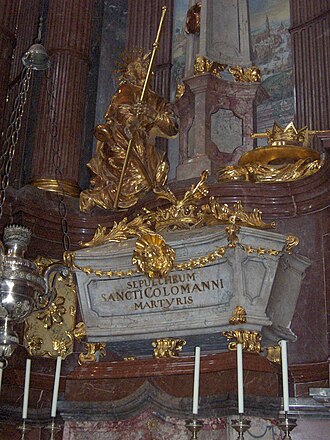 A son of Máel-Sechnaill (d. 1022), high king of Ireland, St. Colmán was hanged in Stockerau, Austria, whilst making a pilgrimage to the Holy Land in 1012. He had only Irish and Latin no germanic tongue, mistaken for a spy. Tradition has it that his body remained Incorrupt...
