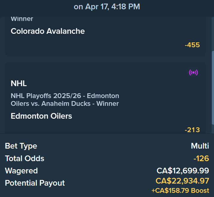 I've placed a quarter unit (many thanks to Vic Wemby and, you'd think, surely, Dre Vasi, for the uptick) on my release on the show. 

There will be tears in the locker room if one of these teams finds a way to lose in R1. I will also be crying because I will have to buy a few