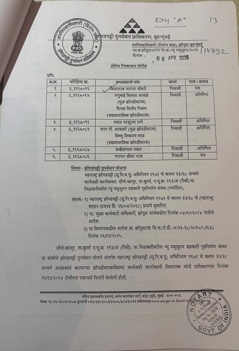 Shreedattakrupa's tweet photo. विकासक  व काही SRA अधिकाऱ्यांशी संगनमत करून फसवणूक व भ्रष्टाचार केल्याचे जागरूक सदस्यांमुळे उघडकीस आले आहे. सध्या आम्ही न्यायाच्या प्रतीक्षेत आहोत. हे वाचून आपण थक्क व्हाल.#JusticeForResidents #BuilderScam #CorruptionExposed #SRA 
@Dev_Fadnavis @CMOMaharashtra @srabrihanmumbai https://t.co/dhZp8DtBHO