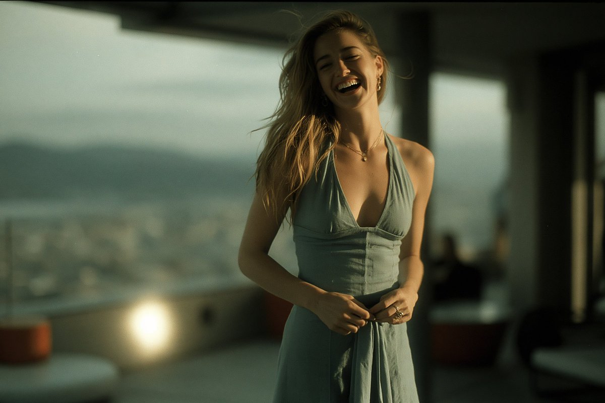 javiertw's tweet photo. Pentax 67 medium format camera, 90mm 2.8 lens, Kodak Portra 400 film, photo of a woman on a Barcelona rooftop, sunset, bright light leaks, analog film grain --chaos 55 --ar 3:2 --raw --sref 5340468167 --profile 3raazk6 --stylize 500 --hd #Midjourney #AIArt #MidjourneyArt https://t.co/Gh7KfjcLsN